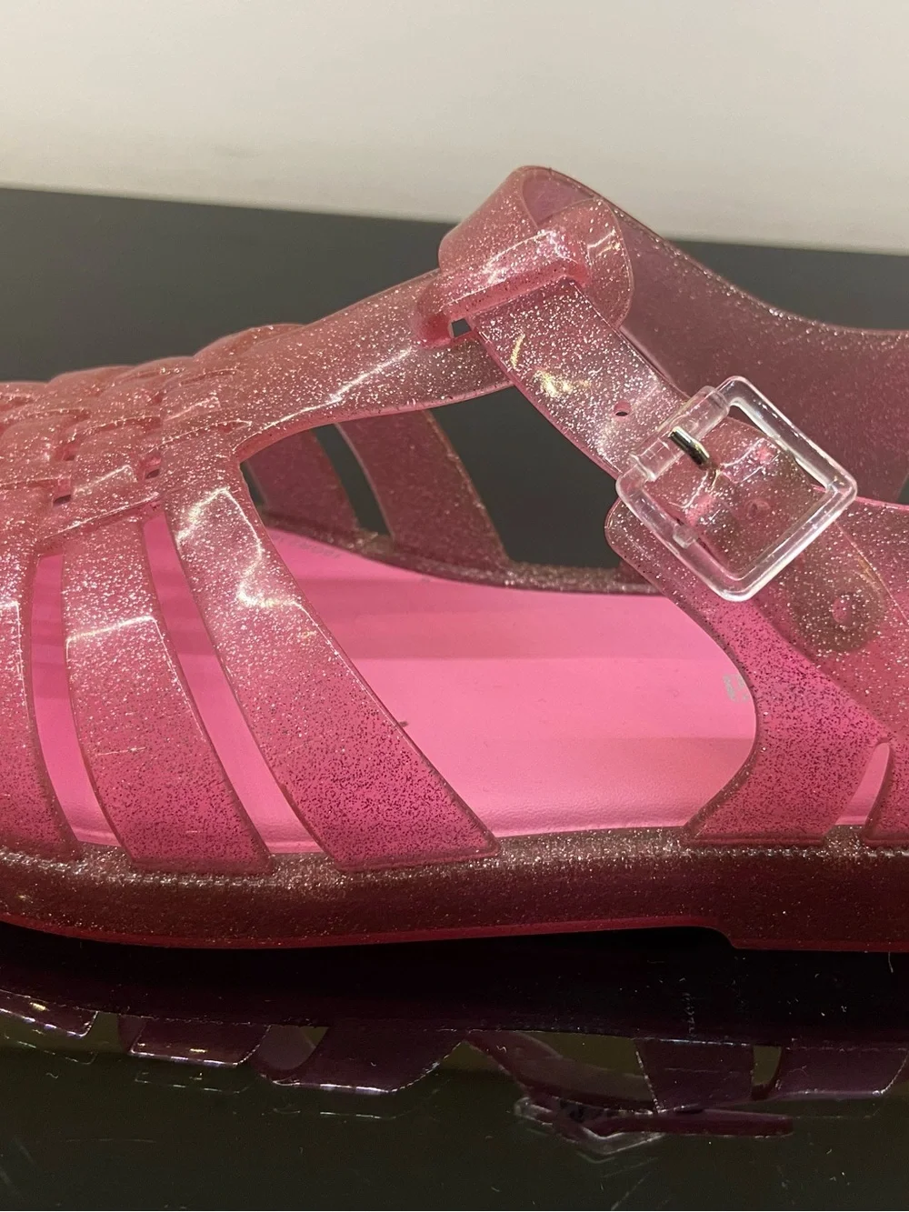 Mini Melissa Pink Glitter Jelly Sandals